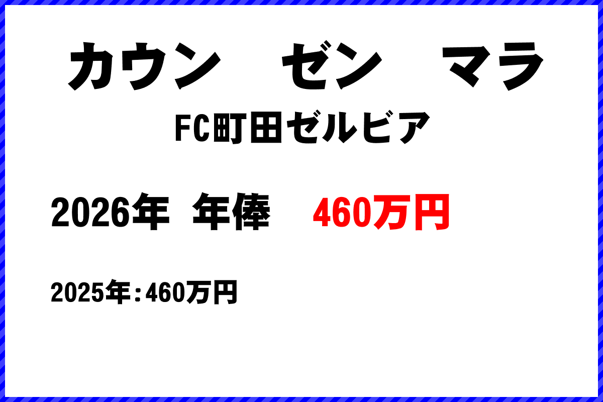 カウンゼンマラ選手の年俸