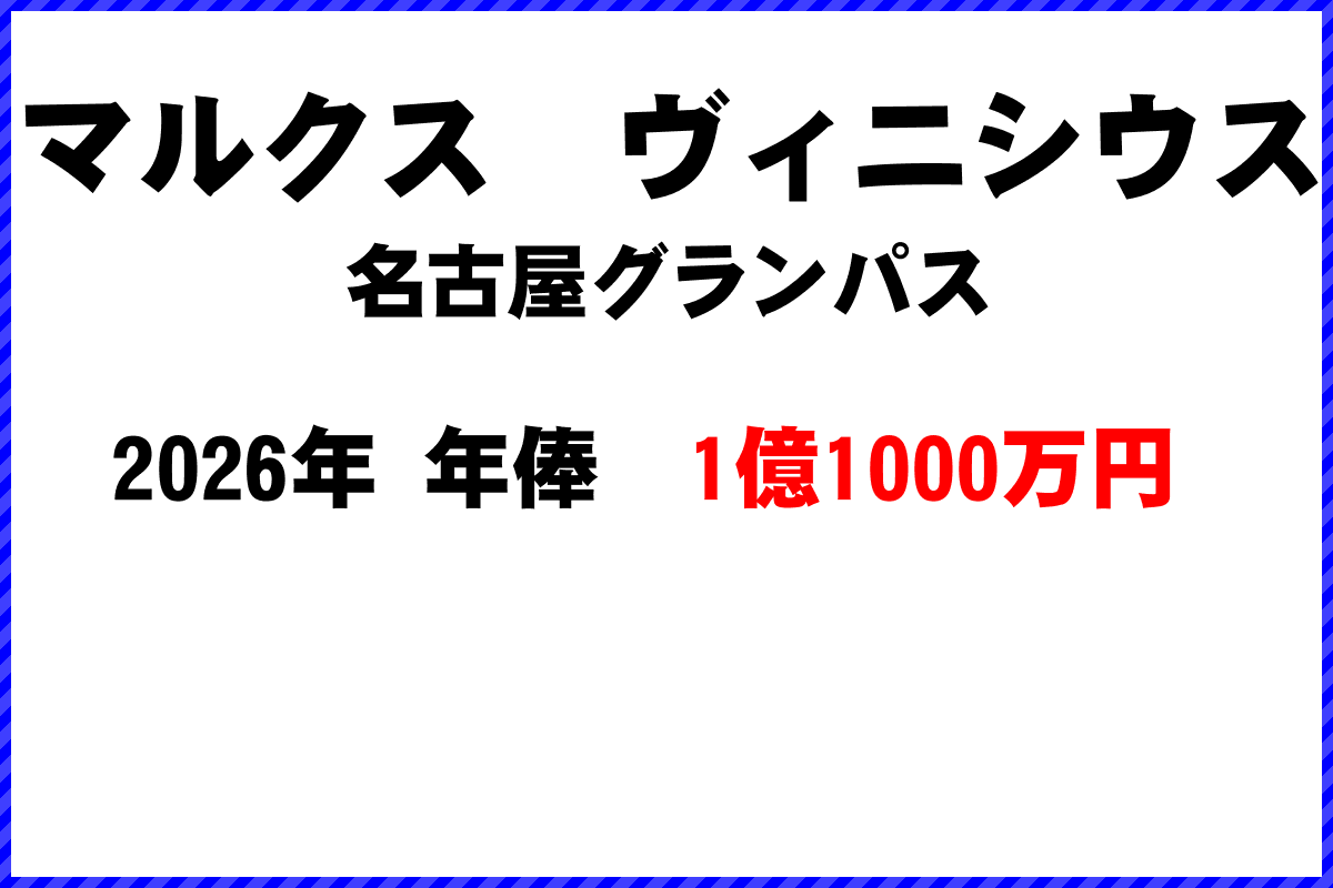 マルクスヴィニシウス選手の年俸
