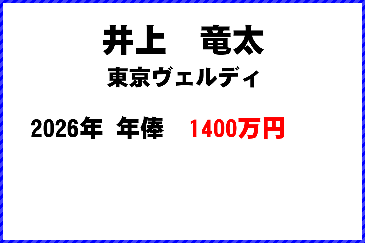 井上竜太選手の年俸
