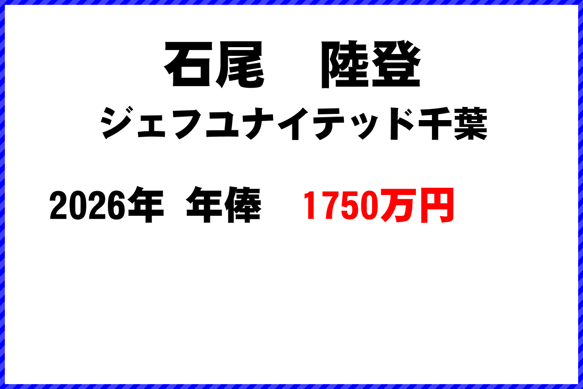 石尾陸登選手の年俸