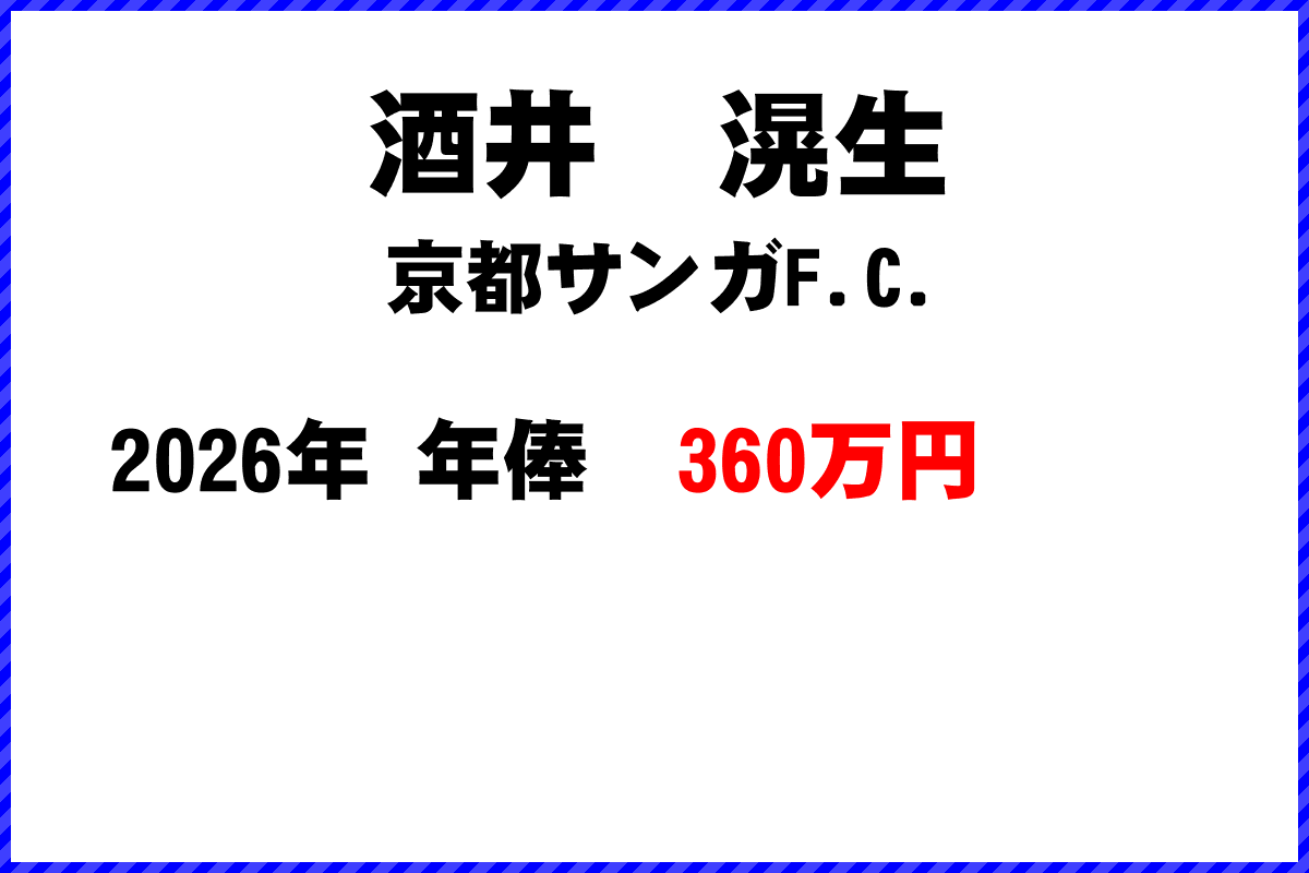 酒井滉生選手の年俸