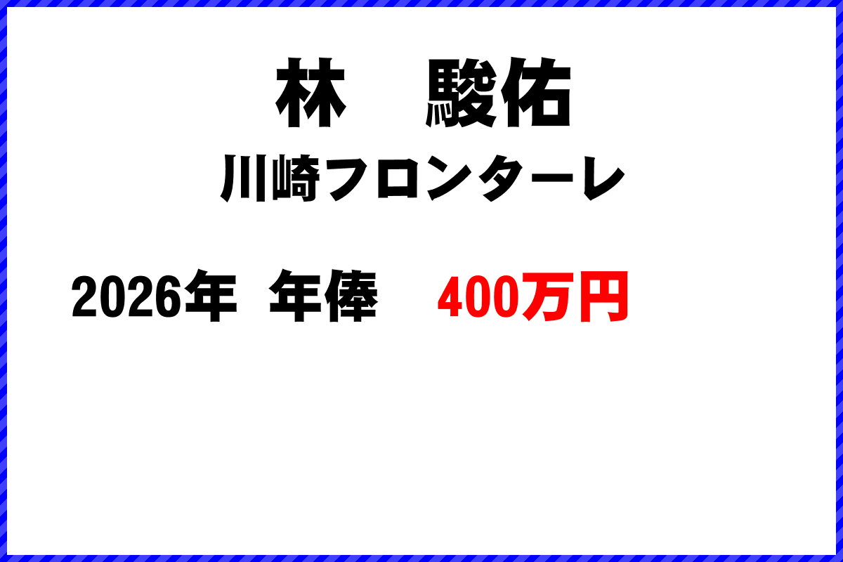 林駿佑選手の年俸