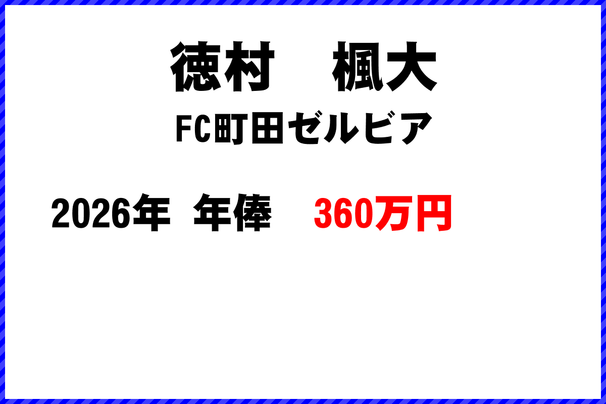 徳村楓大選手の年俸