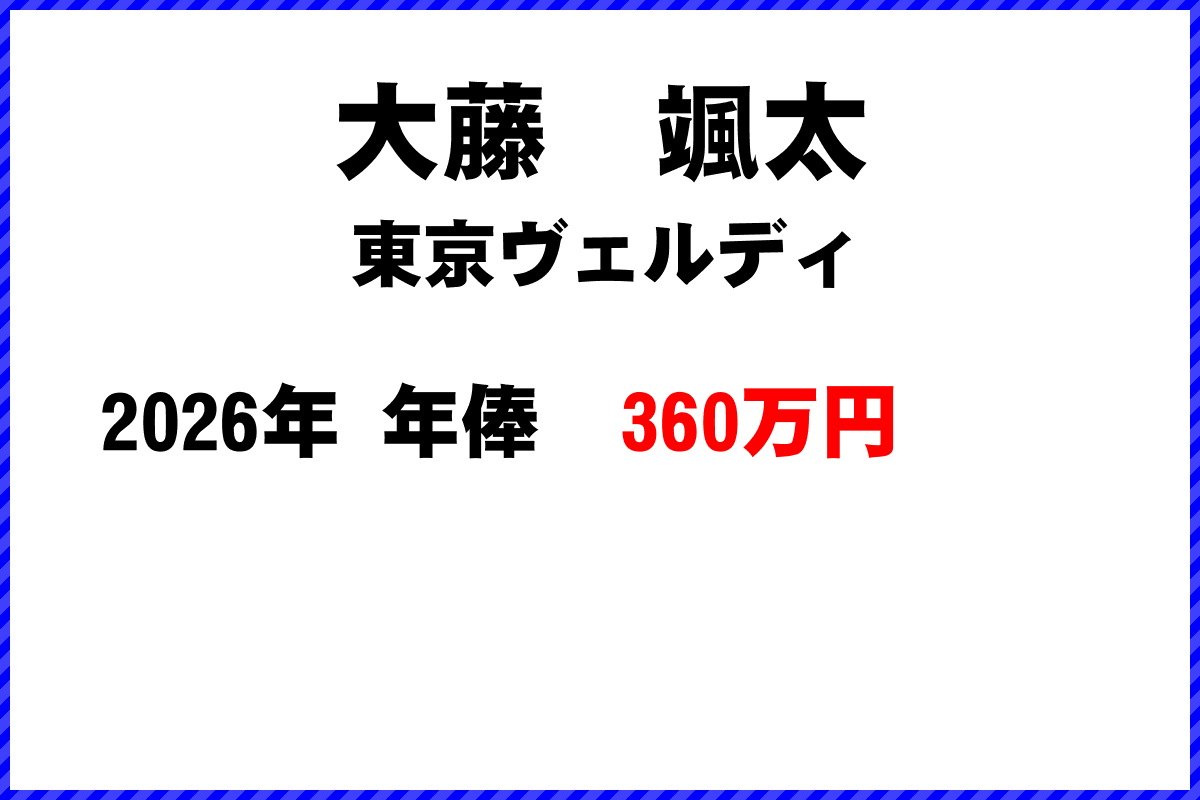 大藤颯太選手の年俸