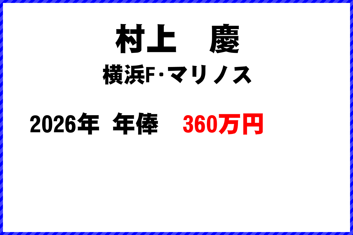 村上慶選手の年俸